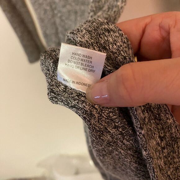 Better Be Marled Grey Knit Mock Neck Long Sleeve Split Front Bodycon Mini M - Picture 10 of 11